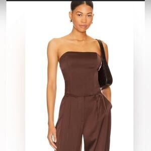 Favorite Daughter The Lanai Top Brown Satin Corseted Bustier Women’s Size 14 NWT